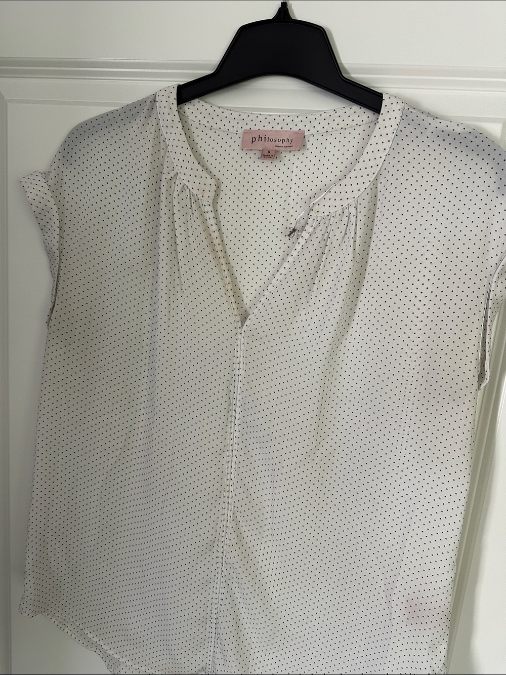Philosophy Ivory Blouse with Black Micro Dots